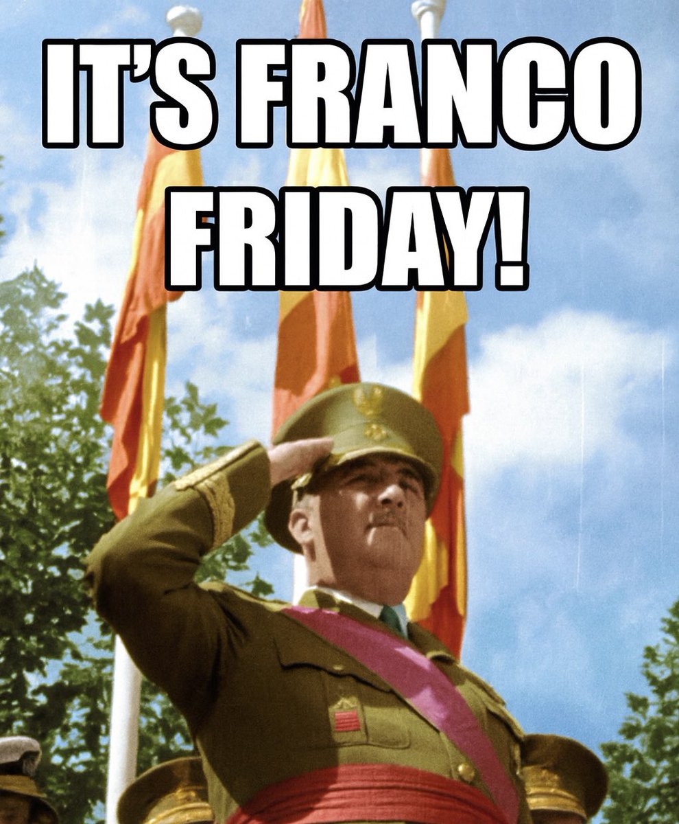 FNFFranco's tweet image. 📣 ¡Este viernes estamos de estreno!

Llega… el #FrancoFriday 🇪🇸😎

📸 Cada semana, te animamos a compartir aquí tu foto favorita del Caudillo, o cualquier efeméride, gesto o pasaje que merezca ser recordado.

Un saludo al gran @JackPosobiec, impulsor original de esta idea.