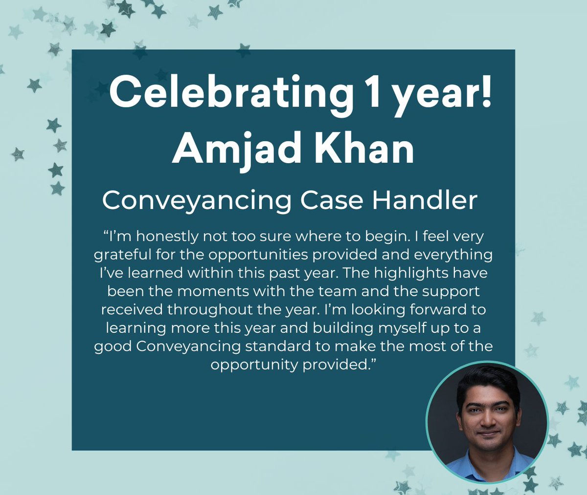 Celebrating 365 days of Amjad Khan 🎉 

Thank you for all your hard work &amp; dedication! We're lucky to have you on our team &amp; we can't wait to see what the future brings for you 💚 

#WorkAnniversary #CareerMilestone