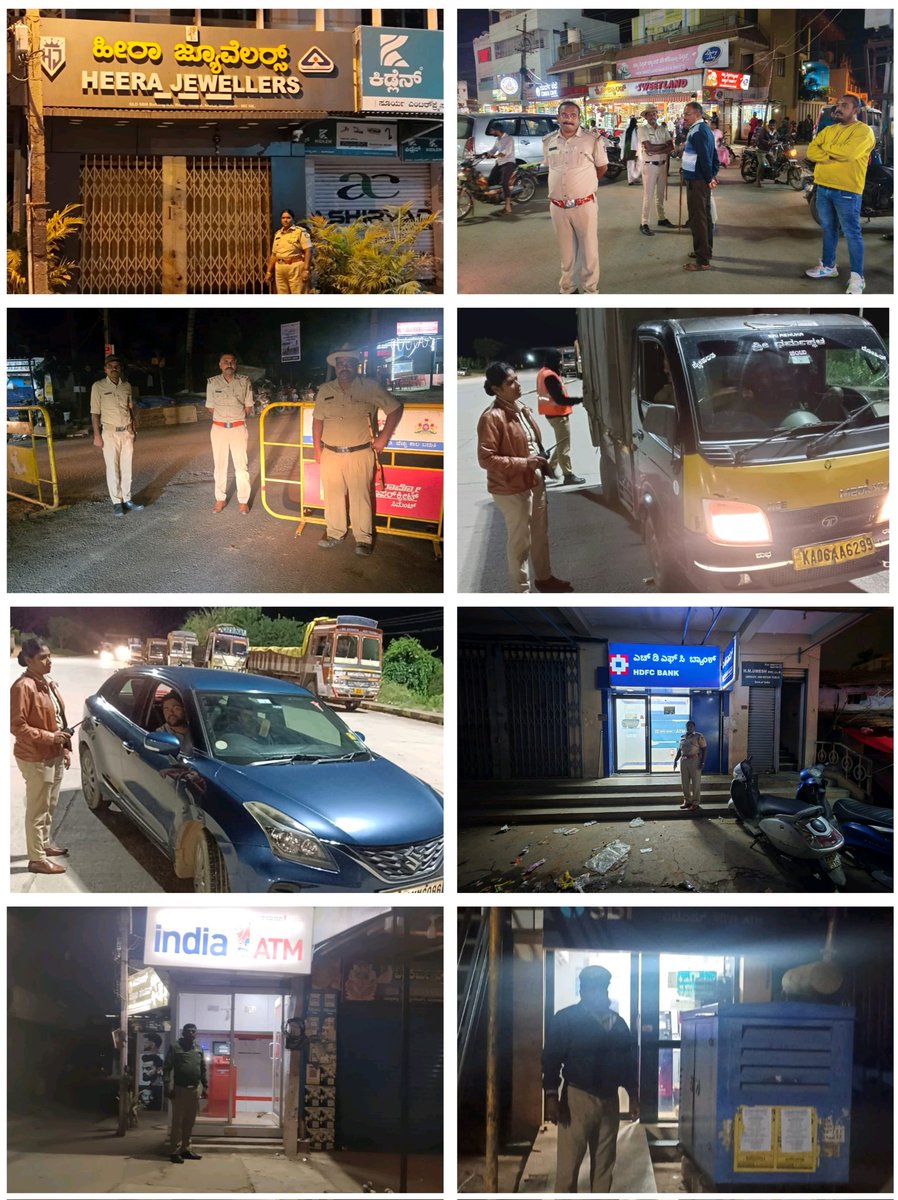 ಬೆಂಗಳೂರು ಜಿಲ್ಲಾ ಪೊಲೀಸ್‌ ವತಿಯಿಂದ ಅಪರಾಧ ತಡೆಗಾಗಿ ರಾತ್ರಿ ವಿಶೇಷ ಗಸ್ತು ಕಾರ್ಯಾಚರಣೆ ನಡೆಸಿದ್ದು, ಪ್ರಮುಖ ಸಾರ್ವಜನಿಕ ಸ್ಥಳಗಳಾದ ಬಸ್ ನಿಲ್ದಾಣಗಳು, ATM ಗಳು, ಜ್ಯುವೆಲರಿ ಅಂಗಡಿಗಳು,ಲಾಡ್ಜ್ ಗಳು ಹಾಗೂ ಇತರೆ ಸೂಕ್ಷ್ಮ ಪ್ರದೇಶಗಳಿಗೆ ಭೇಟಿ ನೀಡಿ ಪರಿಶೀಲನೆ ನಡೆಸಲಾಗಿದೆ. ಗಸ್ತು ಕಾರ್ಯಾಚರಣೆ ವೇಳೆ ಸಂಶಯಾಸ್ಪದ ವ್ಯಕ್ತಿಗಳನ್ನು (1/2)