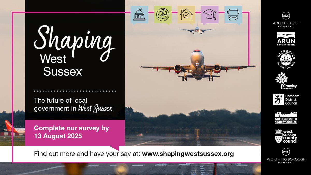 WSCCNews's tweet image. Don't miss out! The public engagement survey is now live. Participate and help shape the future of West Sussex: orlo.uk/EvK1G #ShapingWestSussex #FutureOfLocalGovernmentInSussex