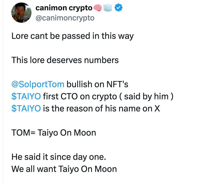 0xMo0n's tweet image. if #NFT meta is running on #BONK,
A $TAIYO should run, the lore runs deep between @TaiyoRobotics and @SolportTom
2myVCsX2pUbw81WJFbUUE9SJw7SBQMXgowjSjSQjbonk
(not cto lead, just apin narrative)