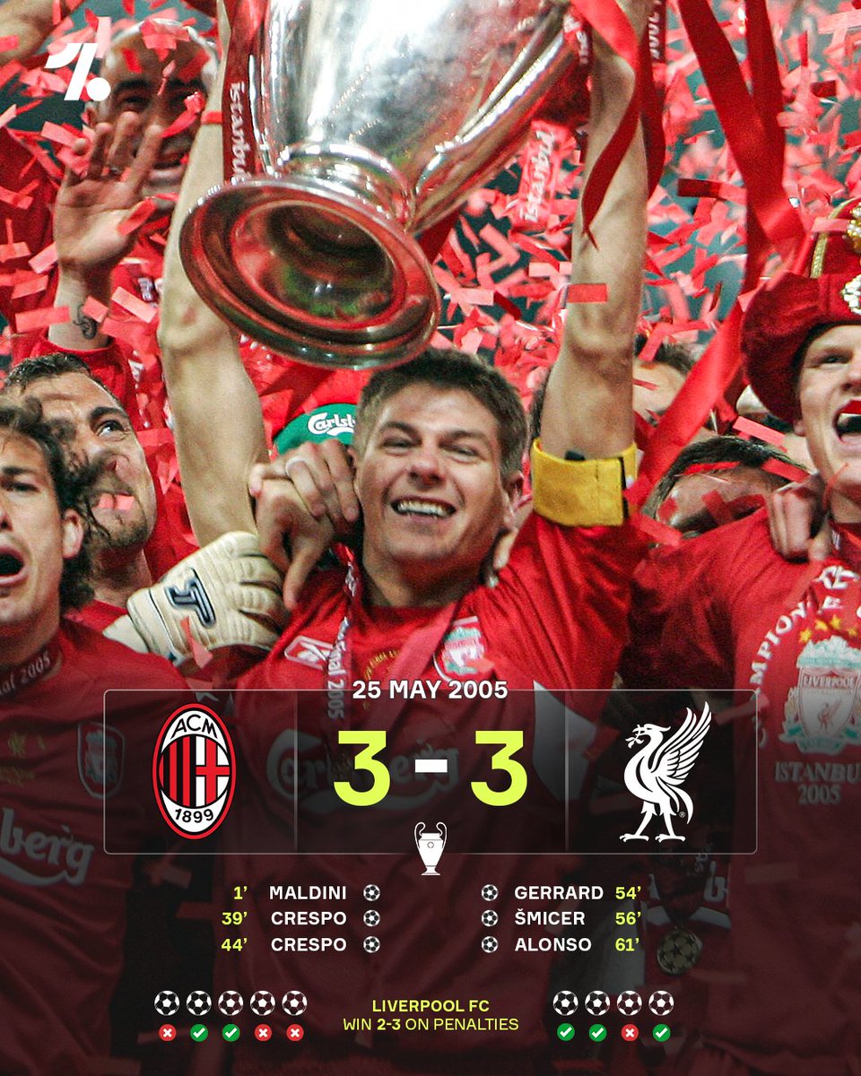 OneFootball's tweet image. A meeting between Liverpool FC and Milan always got us thinking back to that night in Istanbul 🤯💭