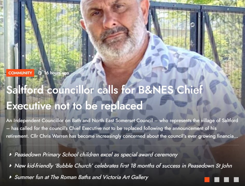 Nathan_Hartley_'s tweet image. 🗞️ “Saltford councillor calls for B&NES Chief Executive not to be replaced”
👉 radstocktimes.co.uk/saltford-counc…
#BathNES #CEO #ChiefExecutive #LatestNews #Bath
