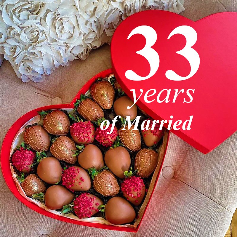 🎉Today is the Anniversary !🎉

This is how AI described 33 years of marriage!👇

"The 33rd wedding anniversary is called a stone wedding, as well as a strawberry wedding.
"Stone wedding" symbolizes the strength and durability of a relationship that has stood the test of time