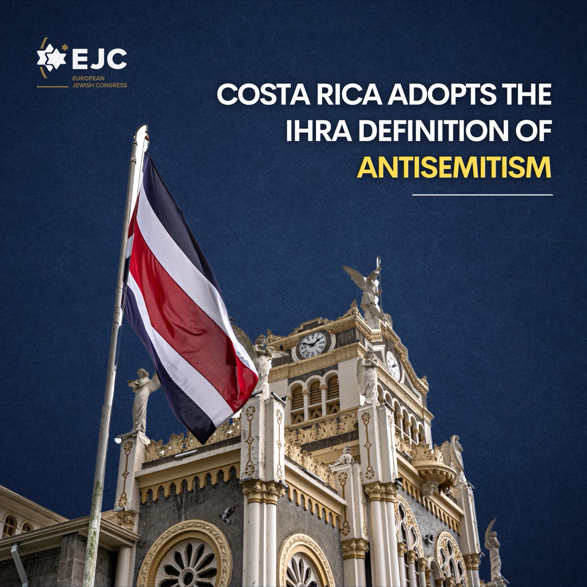 eurojewcong's tweet image. As antisemitism surges worldwide, Costa Rica’s adoption of @TheIHRA definition is a timely and courageous step.
Defining hate is the first step to combating it.
A principled move that must inspire others.