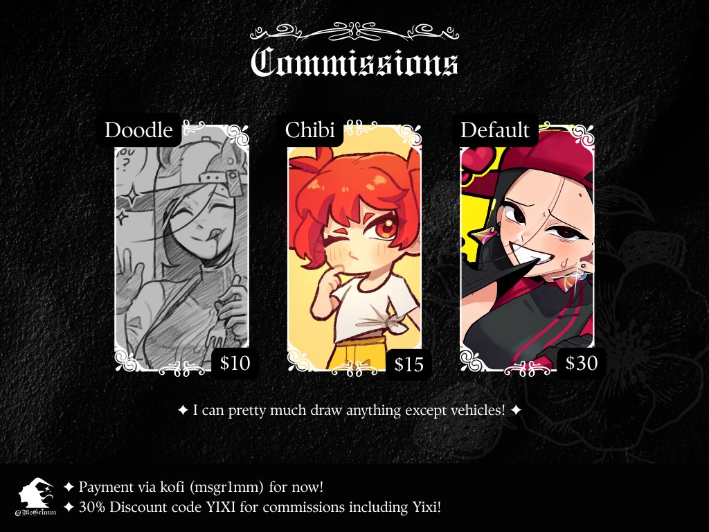 MsGrimm_D0VE's tweet image. ✦  Cms still open! I like doodling with the new pencil brush so I added that as an option&amp;lt;3

ⓘ  Cms will close at Aug 8th.
⇢ ko-fi.com/msgr1mm/commis…