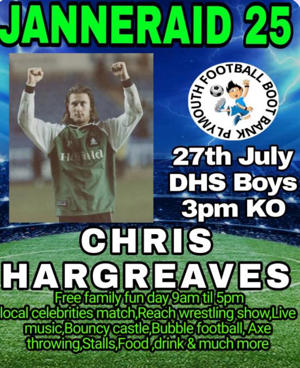 CHargreaves1's tweet image. Bag packed. Deep heat, boots, red bull, shower gel, TK Max washbag, and £10 for raffle tickets..
Please come down 🙏⚽️😎
Jammer Aid 25 will be taking place on the 27th July at DHS for boys ….
5th Aniversary of Janneraid 👏
Plenty of entertainment (the football!) and music 🎵