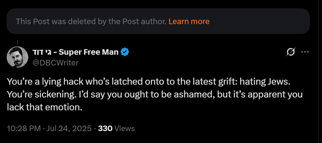 DBCWriter's tweet image. She deleted it - the coward. But what I said still stands. These grifting idiots are coming out of the woodworks, and no matter how many times they delete their filth, they forget the number one rule of the Internet: everything is forever.