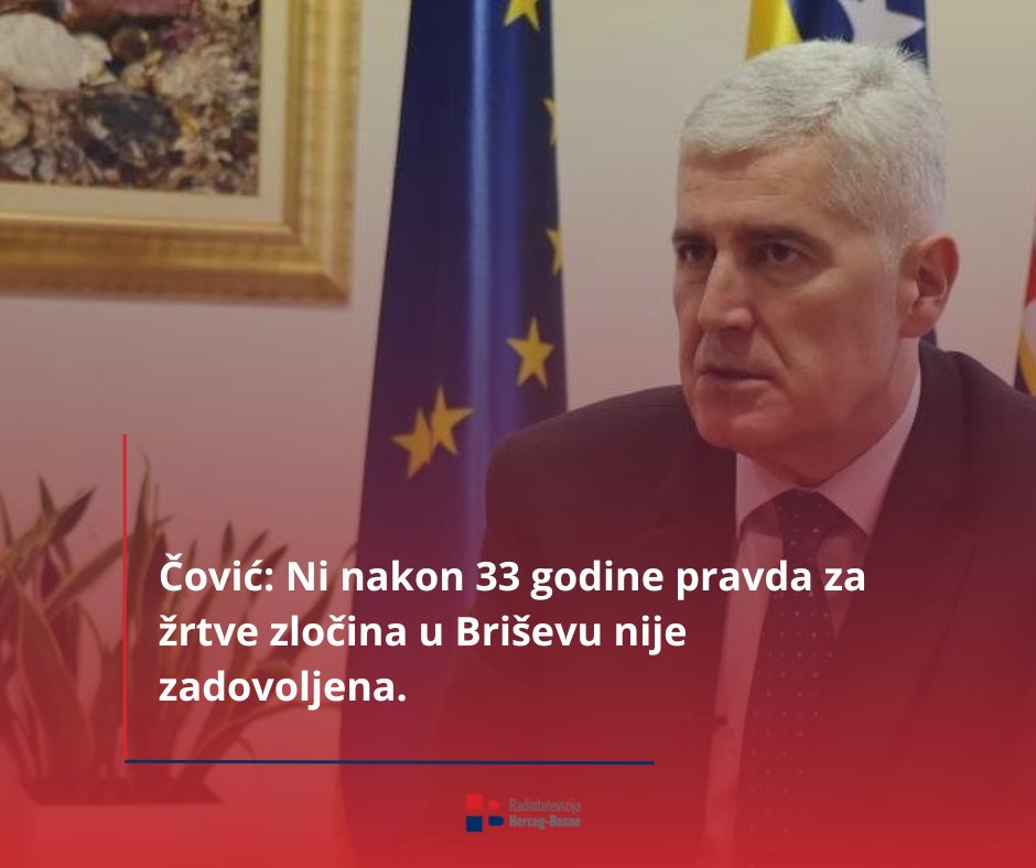 rtvhercegbosne's tweet image. Predsjednik HDZ-a BiH i Hrvatskog narodnog sabora Dragan Čović podsjetio je na društvenoj mreži X na 33. obljetnicu ratnog zločina nad Hrvatima u selu Briševo kod Prijedora, počinjenog 1992. godine.
Više na rtv-hb.com