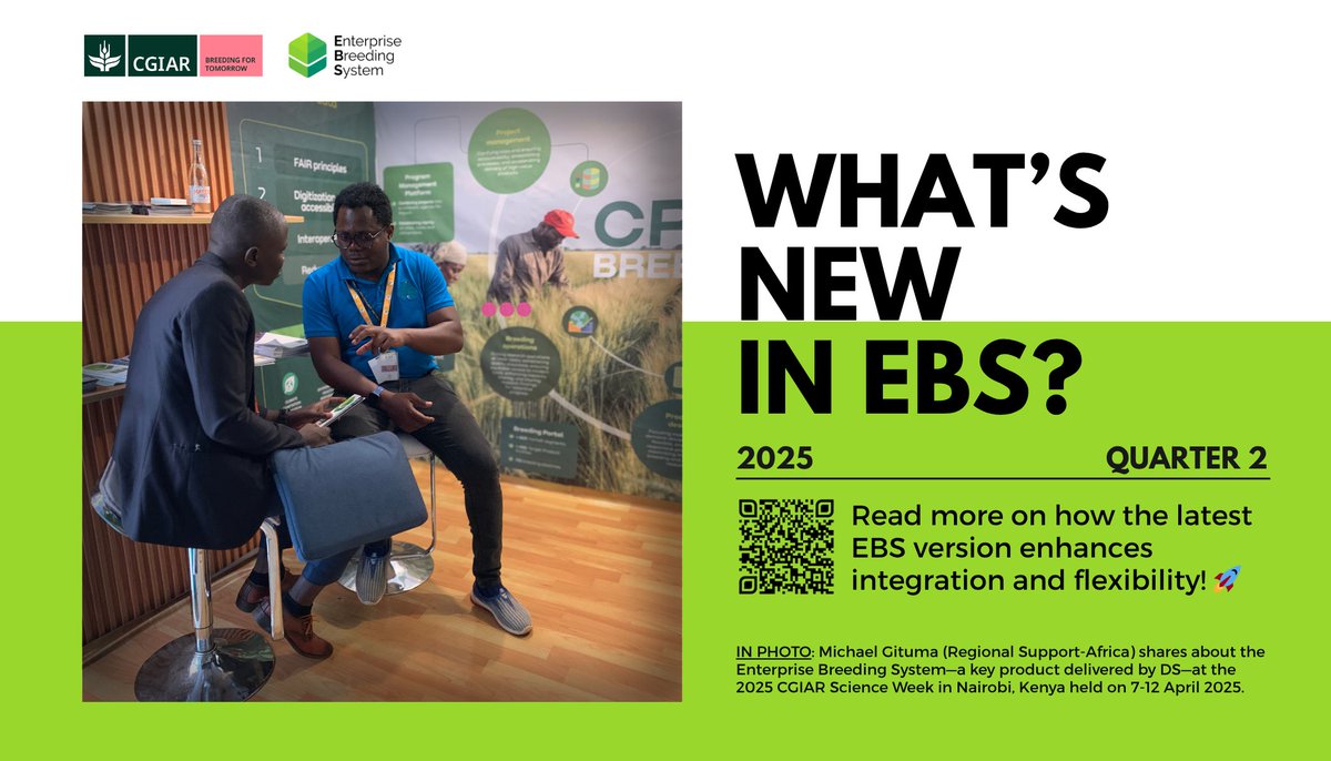 CGIARbreeding's tweet image. The Enterprise Breeding Systems Q2 2025 release is here!
@CGIAR breeding data tool now features:
⚡Smart molecular data views
🔎QTL profiling workflows
📈Time-series data tools
🌱Plot-level genotyping controls
📍Geospatial planting site tagging
🔁On-demand randomization updates