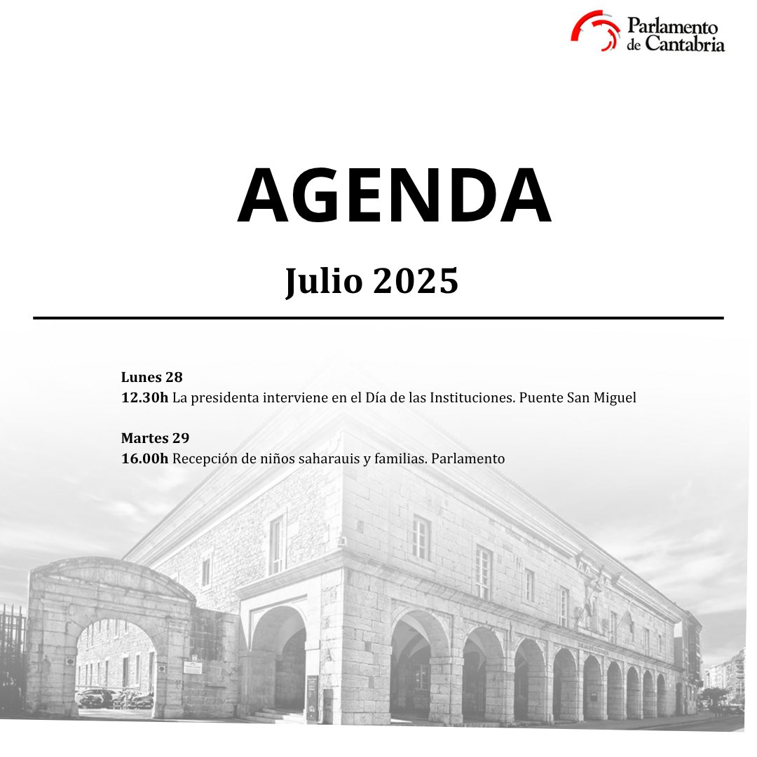 🗓️Agenda del Parlamento de Cantabria
✏️Julio 2025