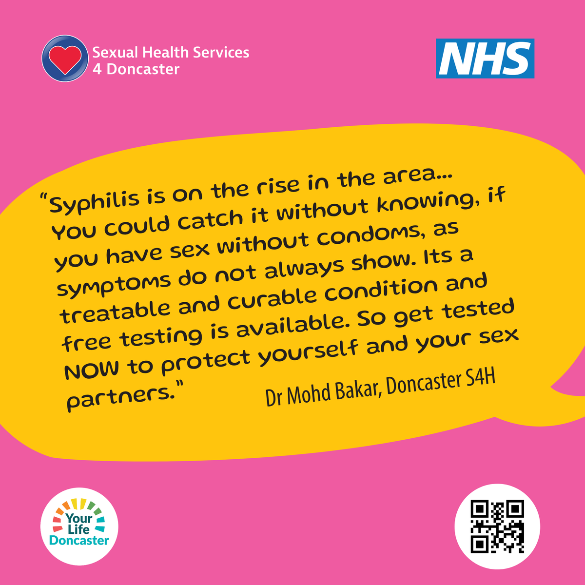MyDoncaster's tweet image. Cases of Syphilis are on the rise in Doncaster📍
Syphilis is generally easy to treat and cure, particularly when diagnosed and treated early. However, if left untreated, it can lead to long-term health problems.
Book your appointment or home kit today: sexualhealthservices4doncaster.co.uk