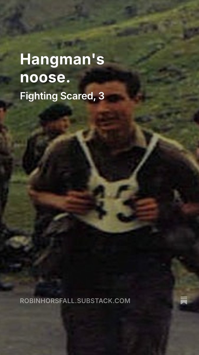 Hangman's noose. 
The training was making me strong, but I still couldn't find the courage to fight the other members of the platoon who were being hard on me. It wasn't that any individual was particularly bad, but given that I was unpopular and scared..
open.substack.com/pub/robinhorsf…