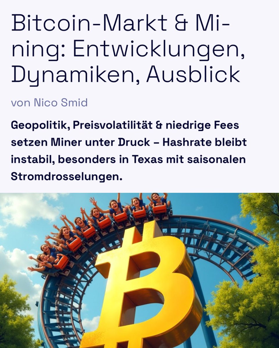 terahash_space's tweet image. Geopolitik, Preisvolatilität & niedrige Fees setzen Miner unter Druck – Hashrate bleibt instabil, besonders in Texas mit saisonalen Stromdrosselungen.
Zum Artikel👇
terahash.space/bitcoin-faellt…
