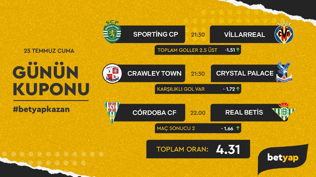 ⚽ Günlük kupon tahminleriyle kazanmaya hazır mısınız?
Betyap’ta en iddialı tahminler ve yüksek oranlarla şansınızı katlayın! 💸
👉 Betyap, kazanmaya başla.
👉 rebrand.ly/8b8c40