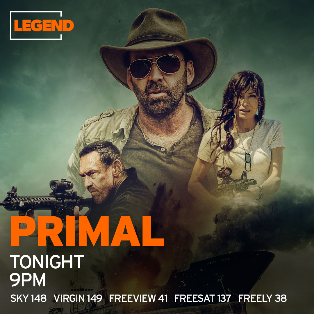 Legend__Channel's tweet image. A hunter and collector (Nicolas Cage) of rare and exotic animals sees his precious cargo freed onboard a ship by a political assassin being extradited to the Unites States tonight at 9pm, get ready for Primal.
@FreeviewTV 41, @freesat_tv 137, @skytv 148, @virginmedia 149,…
