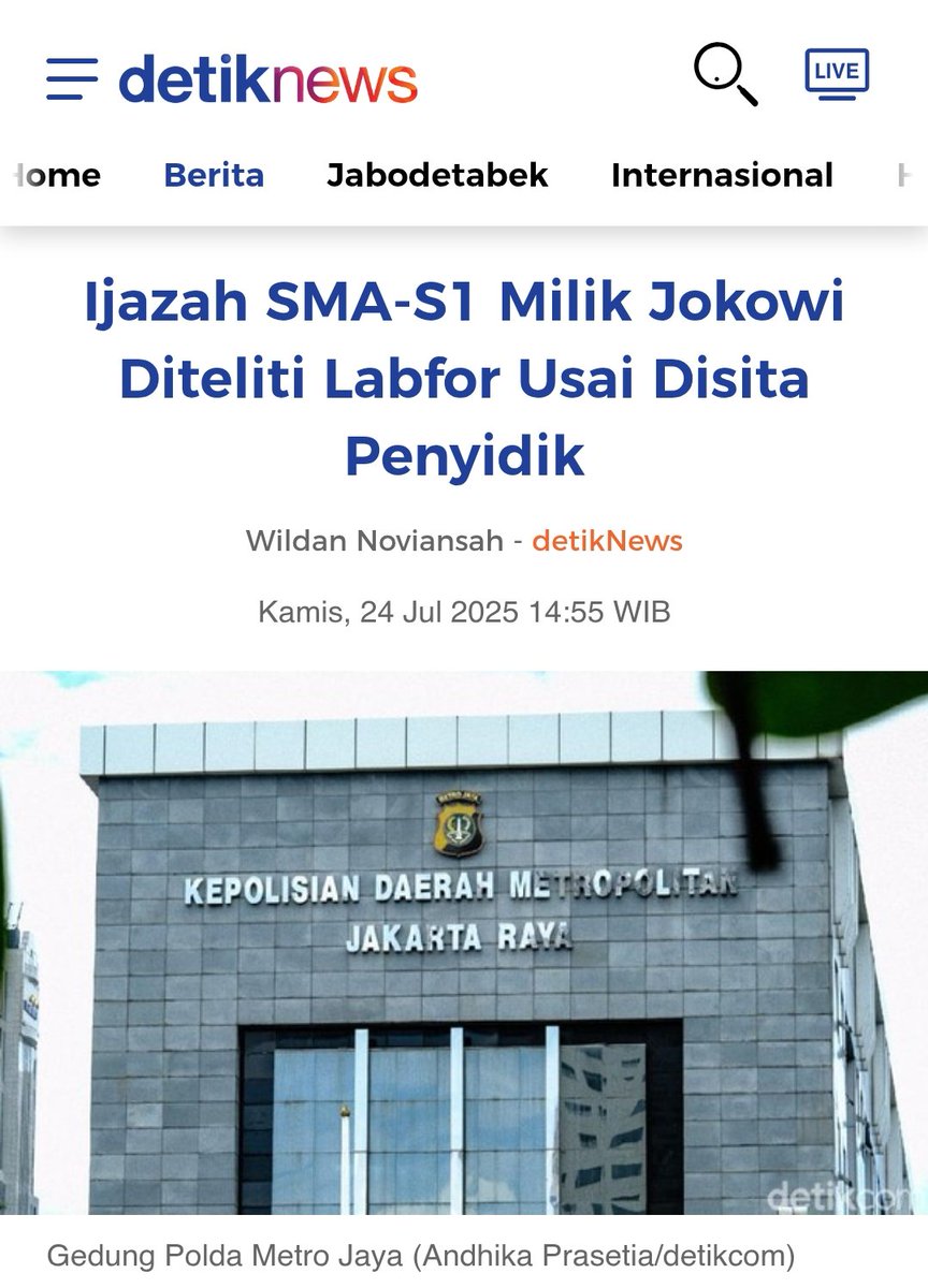 DokterTifa's tweet image. Mengapa Labfor memeriksa Ijazah Jokowi lagi?
Berarti pemeriksaan Labfor yang sudah dilaporkan Bareskrim tanggal 22 Mei 2025 terhadap Ijazah itu salah? Tidak akurat?
Apakah pembandingnya masih Ijazah yang itu-itu saja? Kalau iya, percuma saja!
Nanti Bareskrim akan lagi-lagi…