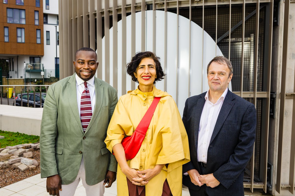 TidewayLondon's tweet image. A new permanent artwork has been unveiled at Greenwich Pumping Station, marking the latest addition to @TidewayLondon 's public art programme. Optical Flow, by celebrated artist Lubna Chowdhary, is installed on the façade of a newly-built ventilation kiosk tideway.london/news/site-news…