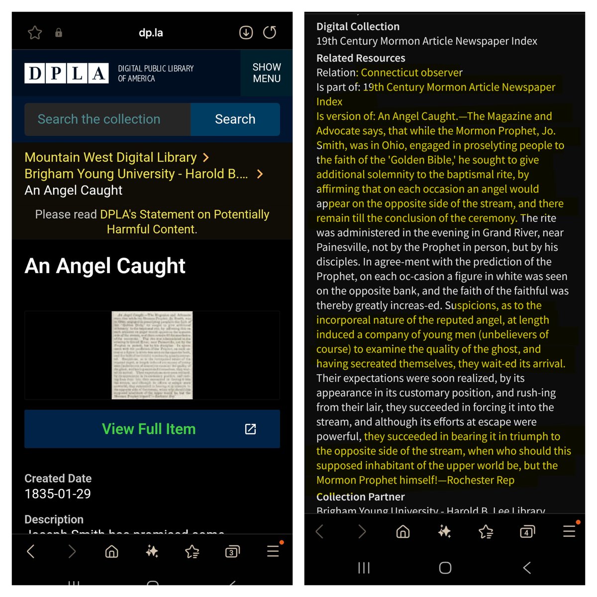 Apologetics941's tweet image. I'm getting a bunch of Mormons on my feed again lol.
That's what happens when you comment.
That being the case I thought I would share this story.
This is a newspaper article from 1835.
Joseph Smith would tell perspective prospects of Mormonism that if they got baptized into…