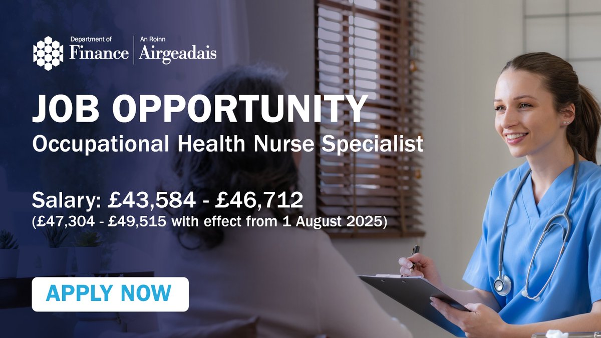 One week left to apply! We’re looking for Occupational Health Nurse Specialists to help support the health and wellbeing of Civil Service colleagues.

This role involves carrying out statutory health surveillance and health monitoring activities, reporting on employee fitness,