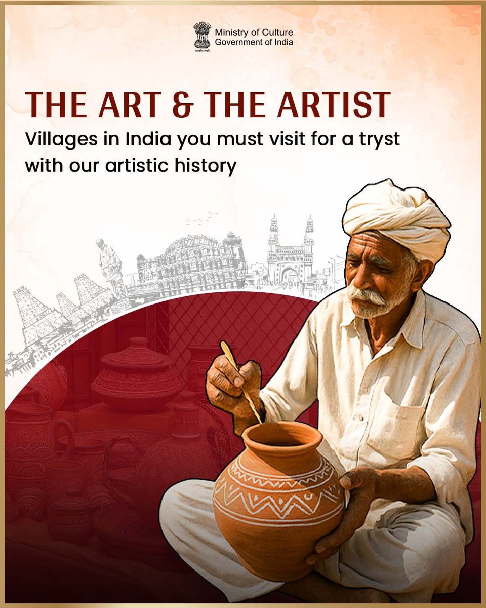 MinOfCultureGoI's tweet image. India's soulful artist villages, where art & India's ancient artistic traditions come alive!
#IndianArtDiaries #MyCultureMyPride #CultureUnitesAll