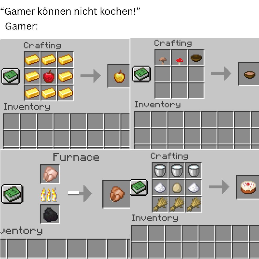 Telekom_zockt's tweet image. Wir zaubern einfach ein 4-Gänge Menü:
1⃣Pomme d'Or – Konfierter Goldapfel auf Hauch von Magie
2⃣Velouté aux Champignons Sauvages – Waldpilzkomposition (rustikal)
3⃣Volaille Rôtie à la Flamme – Flammengegarte Hähnchenbrust
4⃣Gâteau des Cubes – Schichtkuchen mit frischer Sahnehaube