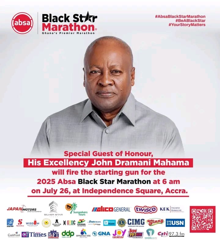 africazonetl's tweet photo. πββοΈ Absa Black Star Marathon 2025
π Independence Square, Accra
π 6:00 AM | July 26, 2025
Sponsored by Ginny Ghana supporting health, endurance, and the spirit of greatness.
#ginnyghana #blackstarmarathon #accramarathon
#absablackstarmarathon #beablackstar #yourstorymatters https://t.co/8H1dYe2Wul