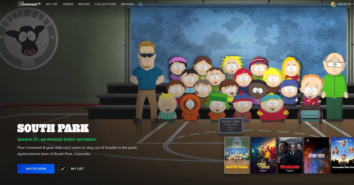 Bonne nouvelle pour les fans français de #SouthPark : la série a fait son retour sur Paramount+. 

La saison 27 sera diffusée avec un décalage de trois jours par rapport aux US, le samedi. Il y a même un moyen de la voir le vendredi soir :
numerama.com/pop-culture/20…