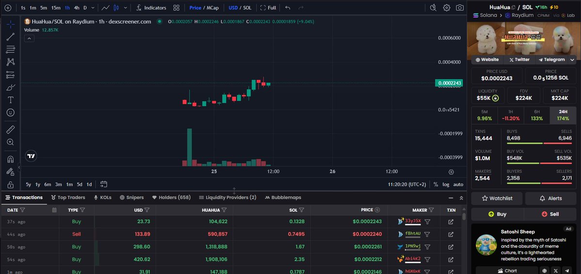 DutchAlphaCalls's tweet image. $HUAHUA looking pretty good here.
Volume slowly picking up and community is forming nicely. This might do a decent run within the next few hours.