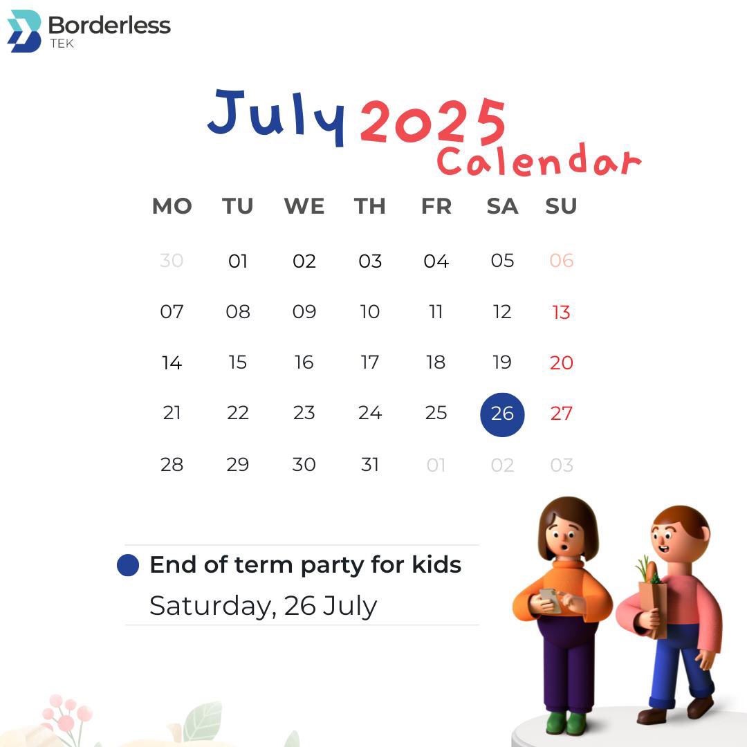 AtexXeta's tweet image. 🎉 Reminder!
Our End of Term Party holds tomorrow — Saturday, July 26th!
🕛 Time: 12 NOON
🎤 Coach Kiki will be speaking to the kids
See you there! 💙
#BorderlessTek #KidsCoding #EndOfTermParty