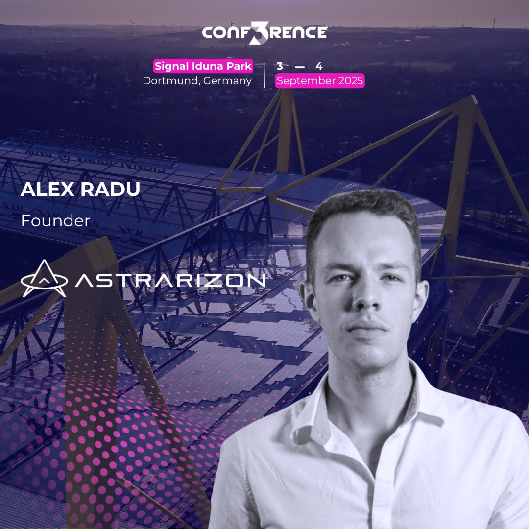 conf3rence's tweet image. Alex Radu, founder of @Astrarizon, is joining CONF3RENCE 2025!
He’s building the future at the edge of #Web3 x #AI — through venture building, capital, and infrastructure. From Pulsar Money to ACC Ventures, Alex is all in on innovation.
See you in Dortmund!