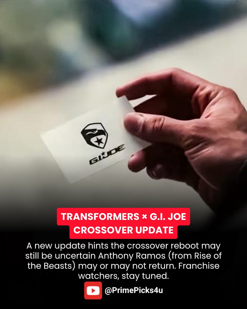PrimePicks_4u's tweet photo. A new update hints the crossover reboot may still be uncertain—Anthony Ramos (from Rise of the Beasts) may or may not return. Franchise watchers, stay tuned.
#Transformers #GIJoe #AnthonyRamos #Crossover #MovieNews https://t.co/h3uApI9Hf5