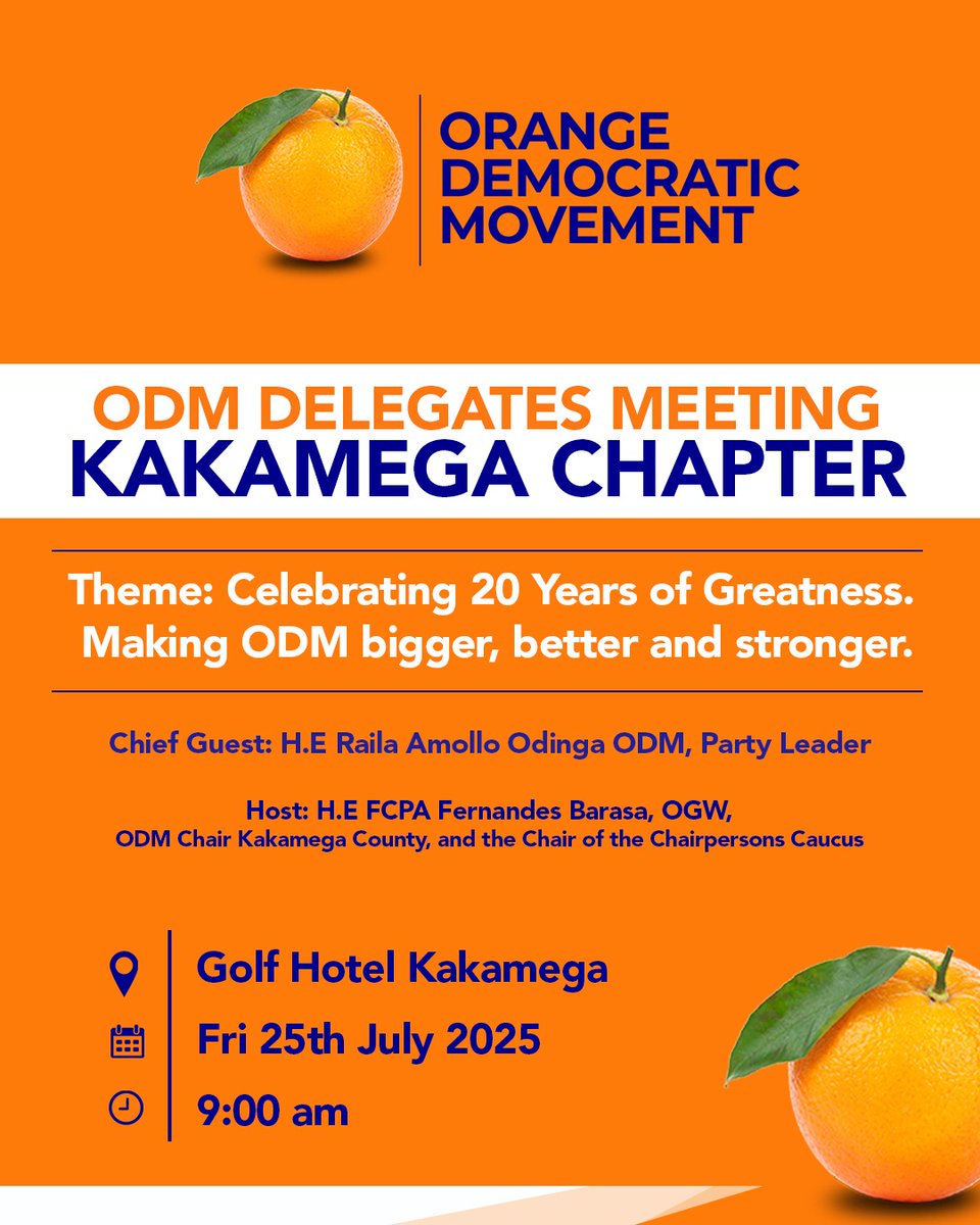 ODM’s future is in secure hands under Governor Fernandes Barasa—his leadership ensures that party structures are strong and active from village to ward. #ODMAt20 Kakamega Ni ODM