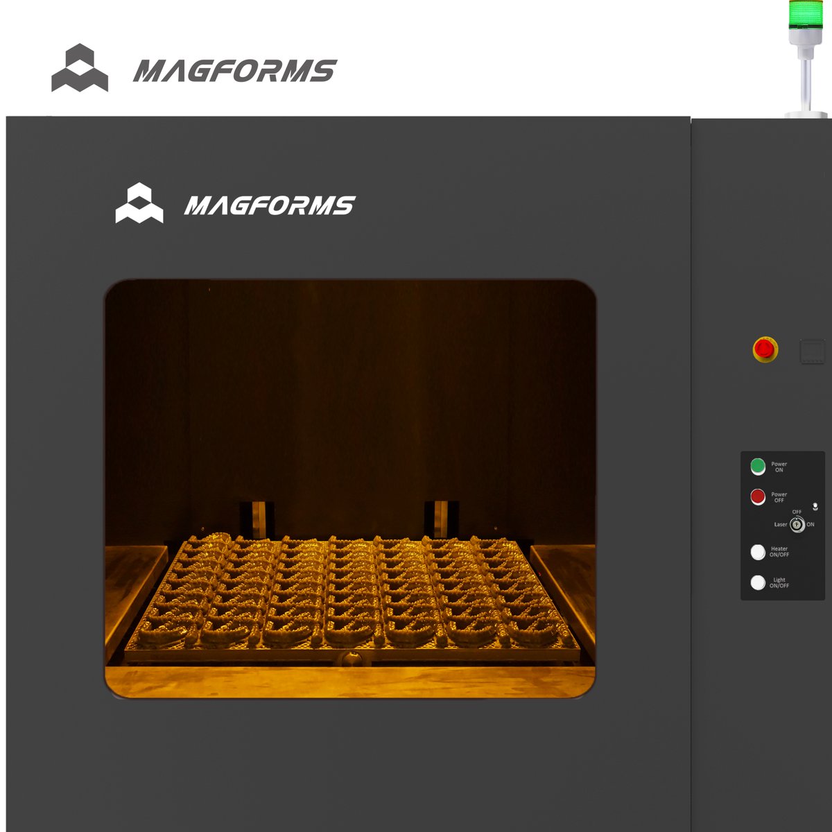 magforms's tweet image. The Magforms SL800 offers a large 800 × 800 × 550 mm build volume and smart variable spot size technology, boosting SLA print efficiency by 30%–50%. It prints 120 dental models at 0.12 mm layer height in just 3 h 20 min—ideal for high-demand workflows.
#SL800 #slaprinter