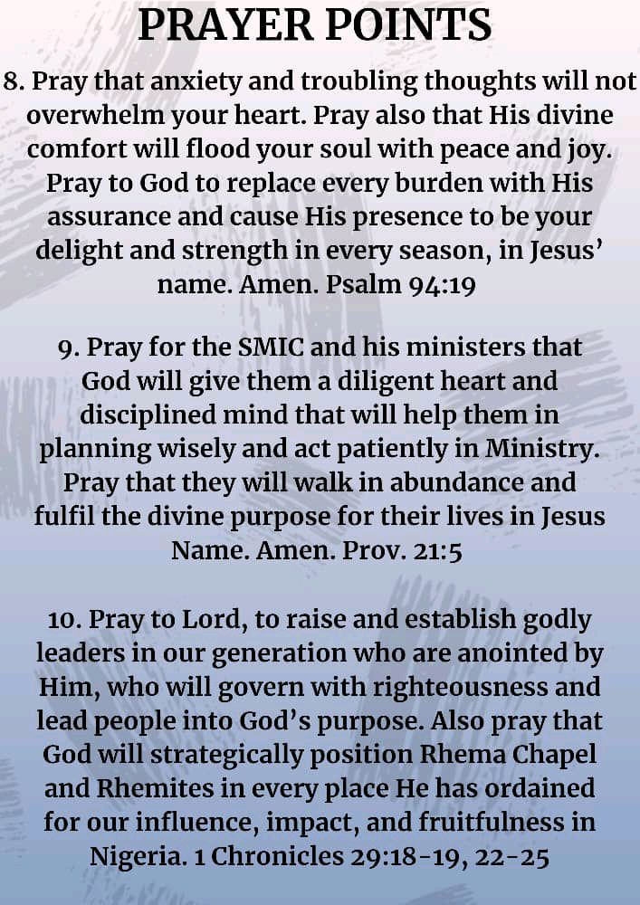 RhemaChapelxIfe's tweet image. 🧠 Day 11 of our mid-year fast and prayers—let's align our thoughts with God's purpose! 🙏 Study, renew your mind, and let the Spirit guide you. 
How is the Word of God shaping your thoughts during your fast today? Share below!

#Thoughts
#MidYearFast
#Revival