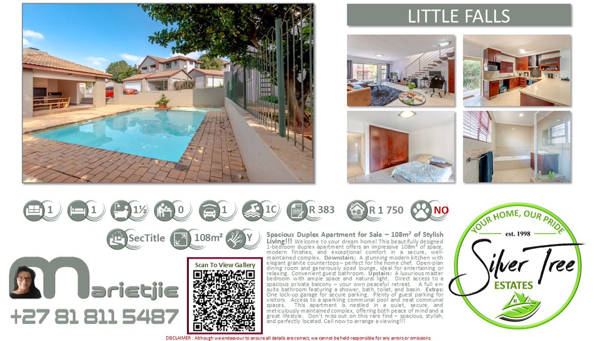 SilverTreeRSA's tweet image. @SilverTreeRSAste #realestate #propertiesforsale #secure #househunting #forsale #newhome #realtor #realtors #home #realty #property #investment #listing #newlisting #Roodepoort #littlefalls

silvertreeestates.co.za/properties/P11…