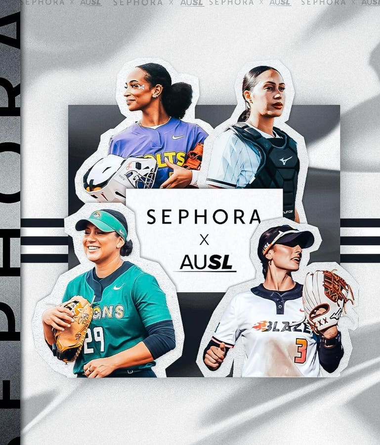 Logan_Haye5's tweet photo. Sephora teams up with Athletes Unlimited Softball League as title sponsor, bringing glam, giveaways, and fan experiences to the AUSL championship series July 26-28!  https://t.co/bEoA06PnPz https://t.co/AfjCIJ6H7Q