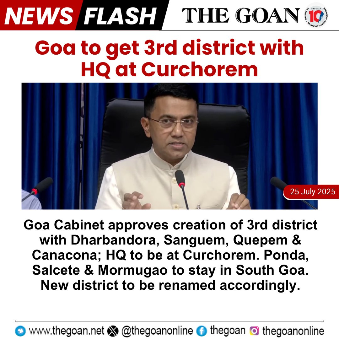 Goa to get 3rd #district with HQ at #Curchorem

#Goa #BreakingNews