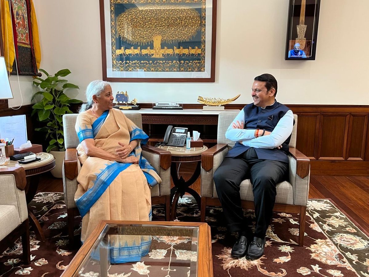 Had a very good meeting with Hon FM Nirmala Sitharaman ji in New Delhi today. 
We had an extensive discussion on externally aided projects in Maharashtra. Hon FM appreciated the fiscal prudent management of Maharashtra's finances and directed the Department of Economic Affairs