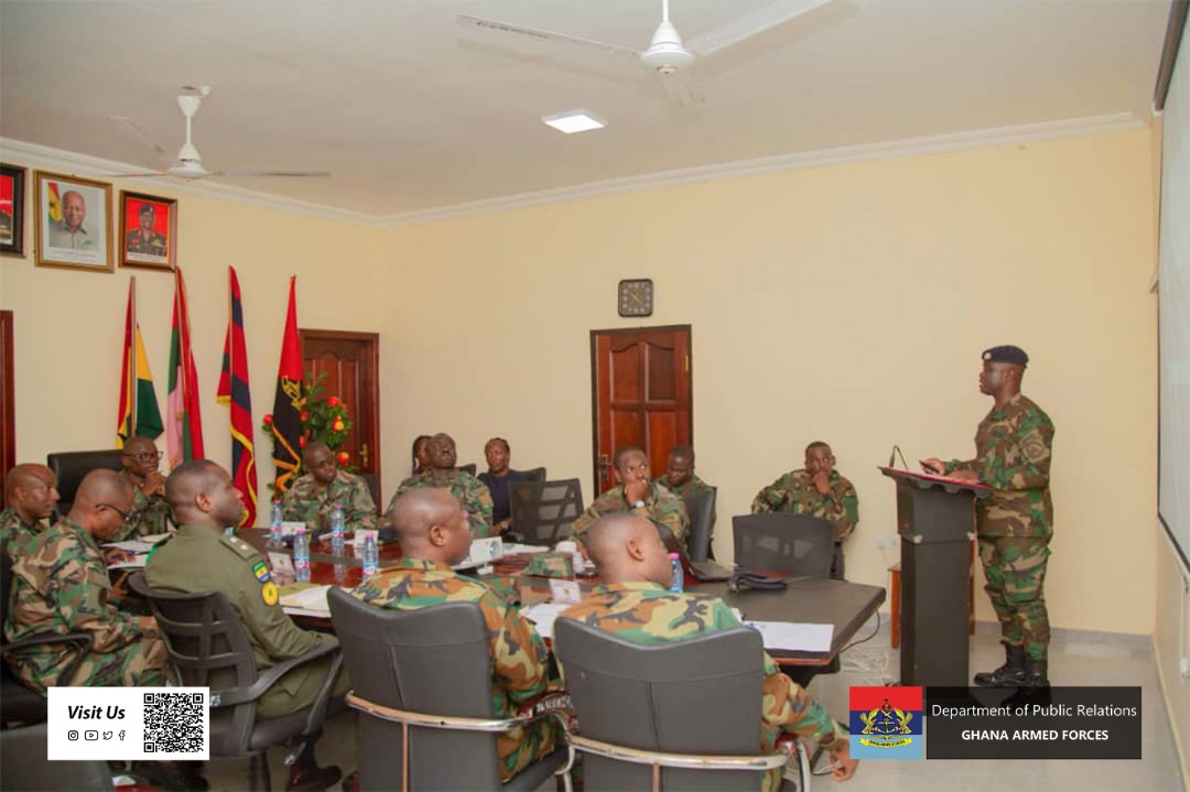 GhArmedForces's tweet image. The General Officer Commanding Southern Command, Brigadier General Isaac Nicholas Paintsil, has held a conference for Staff Officers and Commanding Officers under his command on Wednesday 23 July 2025 at the Command Headquarters, Kpeshie Ridge, Teshie.

gafonline.mil.gh/news/goc-south…
