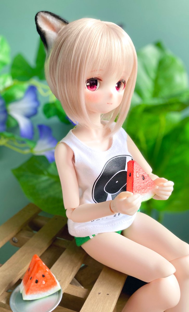 botani_ll's tweet image. 気分だけ夕涼み🎐

「スイカひゃっこいでしょ?井戸で冷やしたからねー」
#akiっこ #KAGIKAKKO_001 #BorderlineToybox #かがみのさんかく