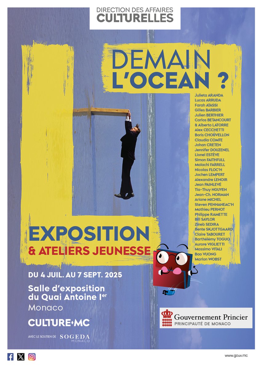 GvtMonaco's tweet image. Exposition « Demain l’Océan ? » : ateliers et stages jeunesse (3 -18 ans)
Afin d’ouvrir l’exposition « Demain l’Océan ? » à tous les publics, la Direction des Affaires Culturelles Monaco propose des visites ludiques, adaptées à l’âge des enfants ainsi que des ateliers de…