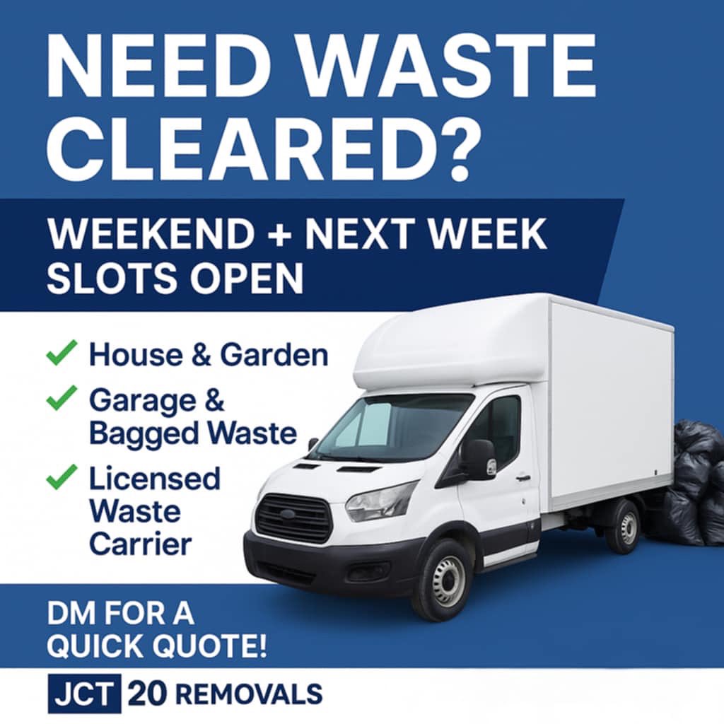 jct20removals's tweet photo. Waste piling up? Let’s clear it.
✅ House, Garden, Garage
🗓️ Book now for weekend or next week
📲 Quick quotes, licensed waste carrier
DM to grab your slot
#WasteClearance #ManchesterRubbish #jct20removals https://t.co/kJNrOAasIY