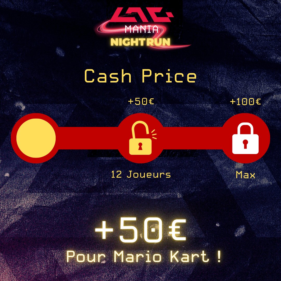 50€ supplémentaires ! Avec 12 inscrits, le palier intermédiaire du tournoi Mario Kart World a été atteint ! Mais ne nous arrêtons pas en si bon chemin ! 😉

start.gg/tournament/lag…
