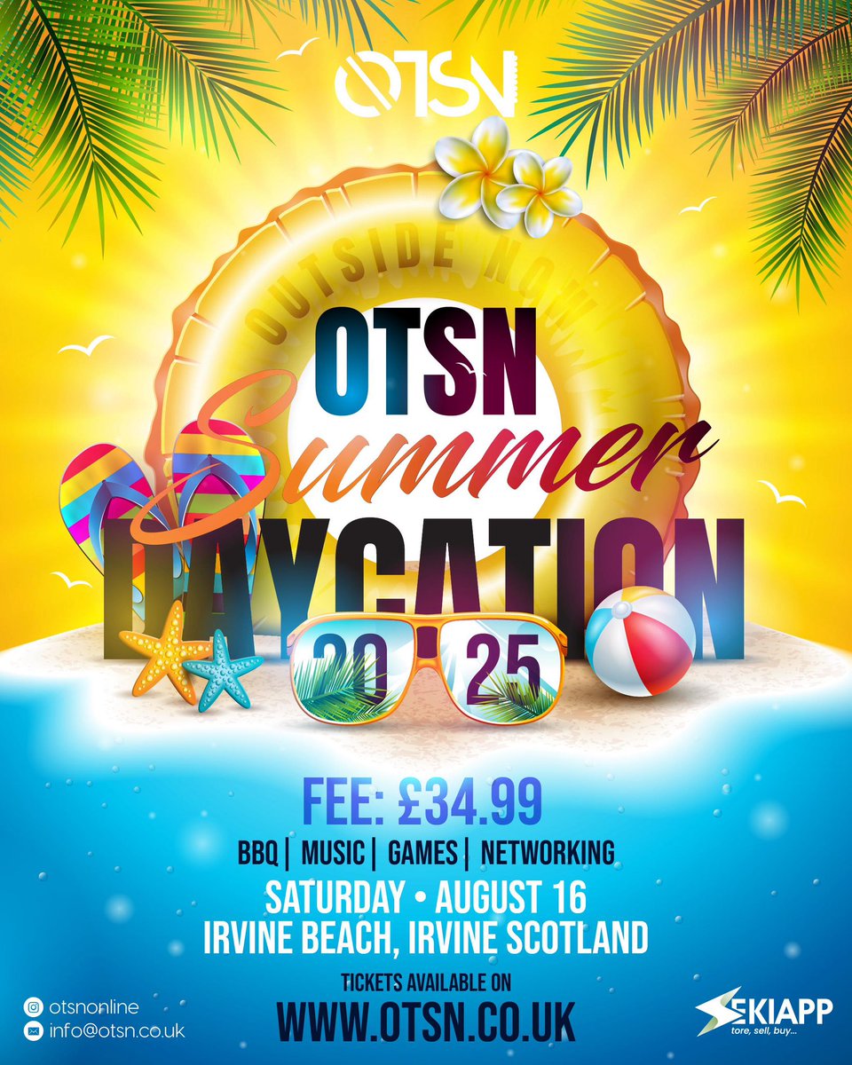 Only1two_'s tweet image. ☀️ The countdown is ON! Just a few days to go till the OTSN summer DAYCATION 🎉
BBQ 🍗 • Music 🎶 • Games 🏐 • Vibes 🌴
📍 Irvine Beach | 🗓️ Saturday, August 16
🎟️ Tickets flying fast! Grab yours now before it’s too late 👉 otsn.co.uk
Tag your crew!