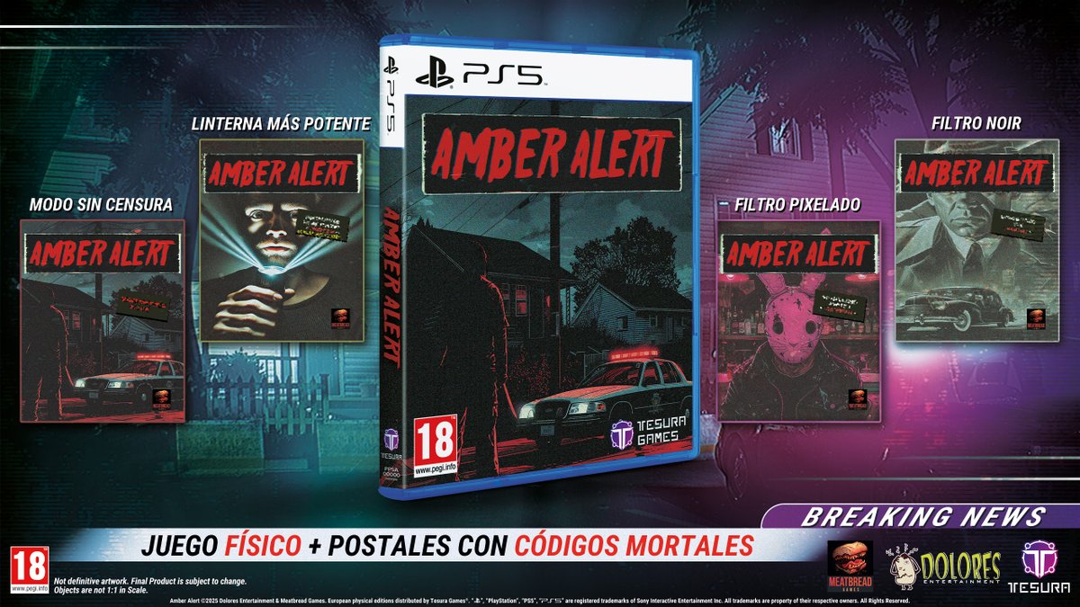 Tesura Games #Connect 👾 (@tesuragames) on Twitter photo 🚦 ¡#AmberAlert ya se encuentra disponible en Formato Físico para #PS5!
El género slasher horror se une al bodycam en este survival horror inmersivo y TERRIBLEMENTE DIFÍCIL de la mano de <a href="/0VirtualVillain/">VIRTUAL VILLAIN</a> 🚔
🐰 Incluye Postales con Códigos Mortales
<a href="/Dolores_Ent/">Dolores Entertainment</a> 🚦 ¡#AmberAlert ya se encuentra disponible en Formato Físico para #PS5!
El género slasher horror se une al bodycam en este survival horror inmersivo y TERRIBLEMENTE DIFÍCIL de la mano de <a href="/0VirtualVillain/">VIRTUAL VILLAIN</a> 🚔
🐰 Incluye Postales con Códigos Mortales
<a href="/Dolores_Ent/">Dolores Entertainment</a>