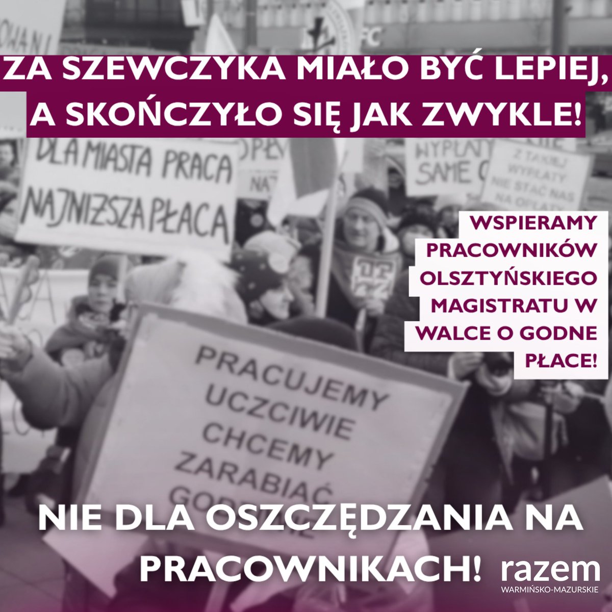 Pracownicy Urzędu Miasta w Olsztynie znowu wyszli na ulicę❗️

Od kilku lat urzędnicy walczą o podwyżki dla ponad 600 pracowników w urzędzie. Decyzja o zmniejszeniu zaszeregowania podjęta w tym tygodniu może skutkować mniejszymi podwyżkami od przyszłego roku. 1/2