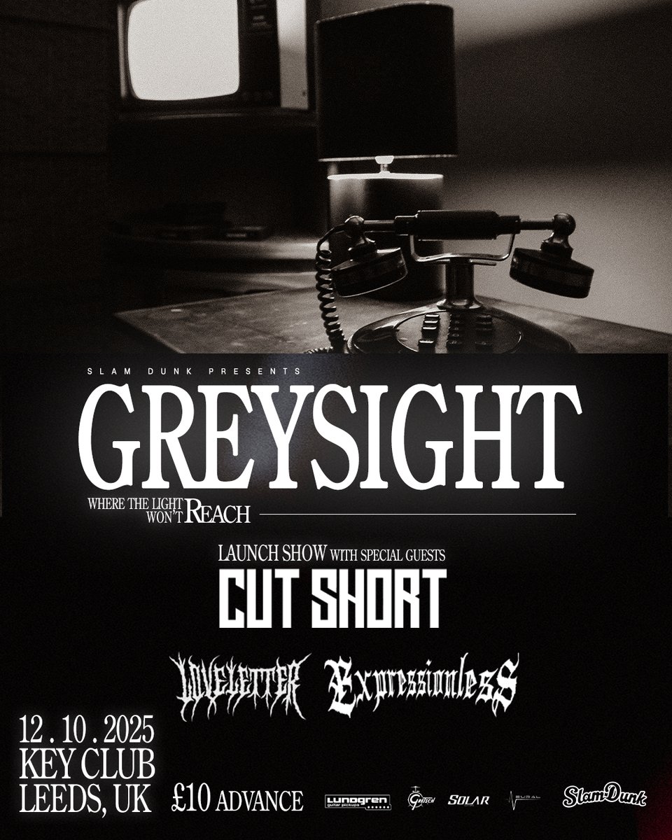 slamdunkpresent's tweet image. Fusing suffocating heaviness with haunting atmosphere, Greysight play a very special hometown launch show at @thekeyclubleeds on 12th October to mark the release of their debut EP with guests Cut Short, Loveletter and Expressionless.
Tickets on sale now! slamdunkmusic.seetickets.com/event/greysigh…