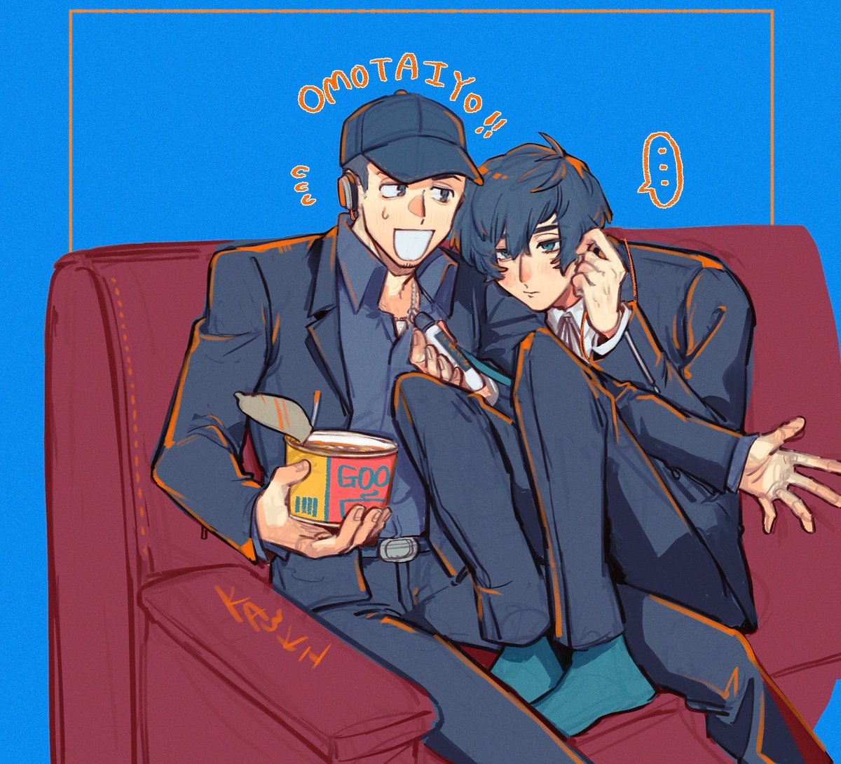 OreoCrookie's tweet photo. @personakoto Minajun, makojun? Idk I just like him and junpei it's so underrated and cute ☺️, (art by @KAwKI0811) https://t.co/VCbNE7sFRz