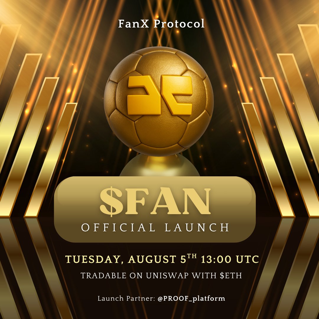 FanX_Protocol's tweet image. $FAN TGE Final Date:
Tuesday, August 5th 1PM UTC
Why get $FAN?
๐100% of Protocol Revenue for $FAN Buyback
๐Fair Launch: Rug-proof with Liquidity locked for 365 days
๐Live Product: Solid traction with $100M+ Total Volume